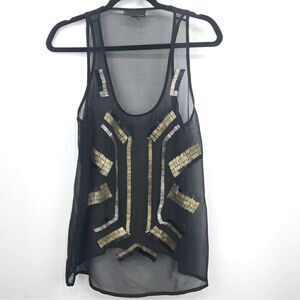 I Jeans By Buffalo Beaded Semi Sheer Tank